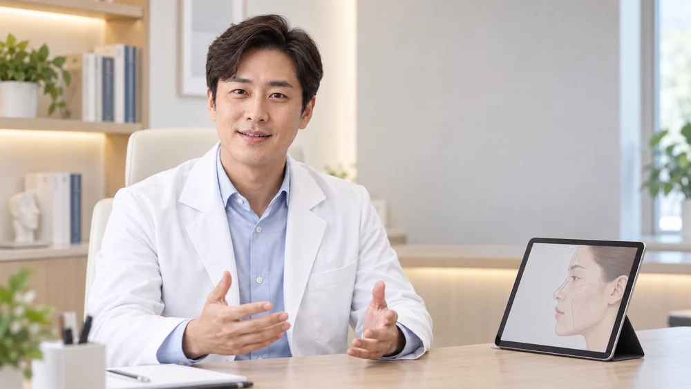 Dr. Jihoon Kim explaining what to expect at a first consultation